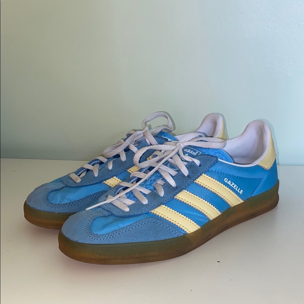 Adidas Gazelle Light Blue and Yellow Sneakers